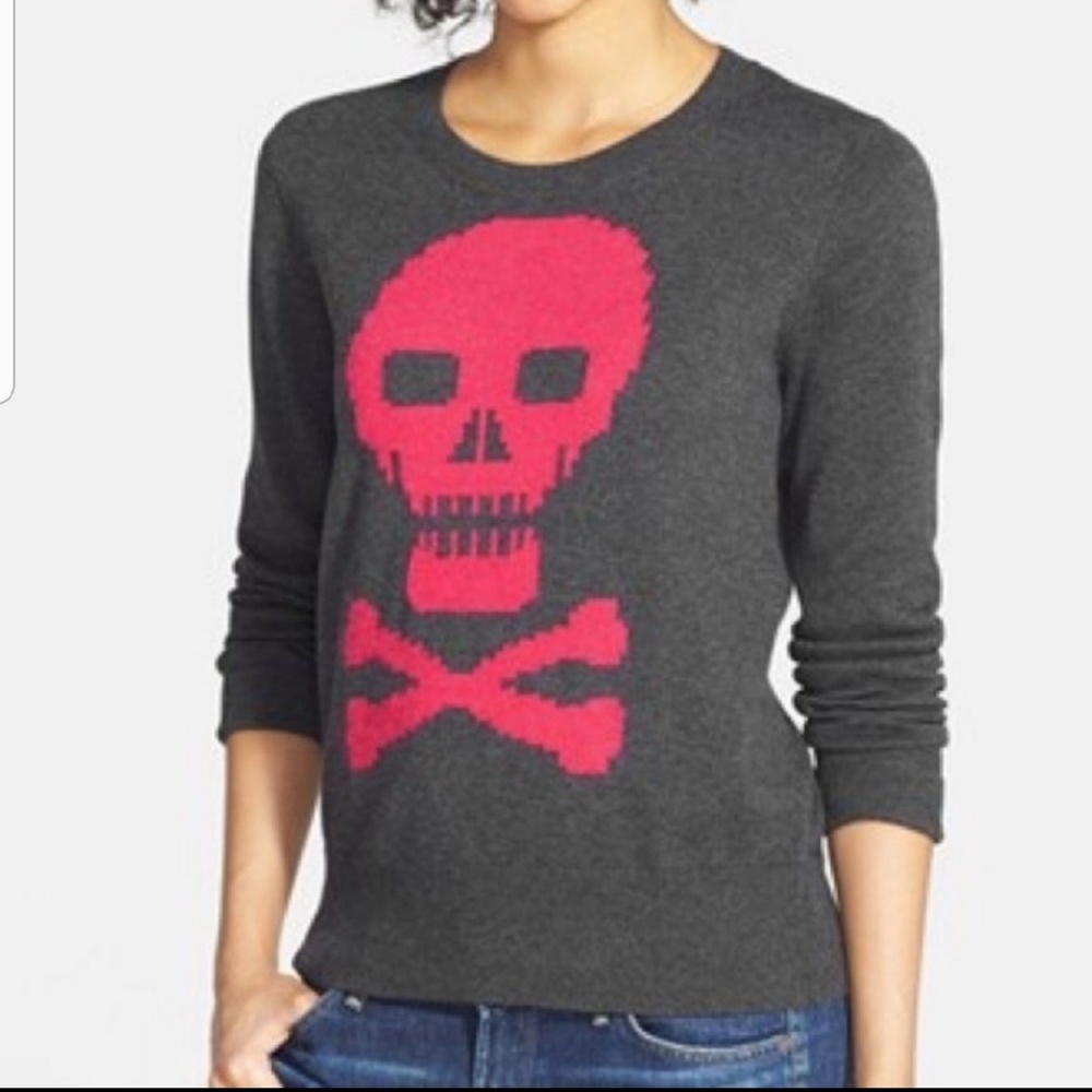 Halogen Pink/Gray Skull Sweater sz M